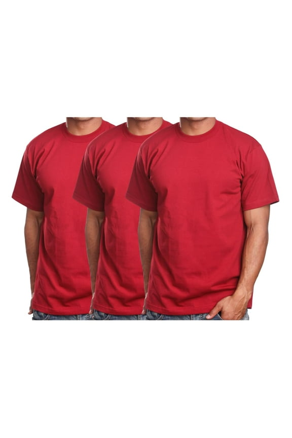 Men's Basic T Shirt  3 Pack Short Sleeve Crewneck Soft Solid Tee Casual Top Tshirt NEMT119 Red M