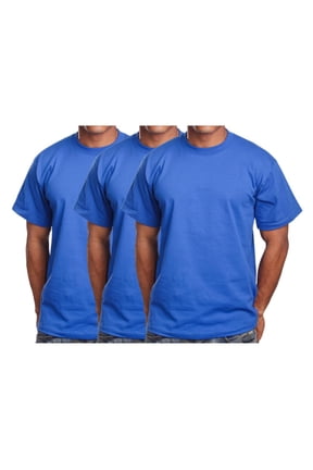 Men's Basic T Shirt 3 Pack Short Sleeve Crewneck Soft Solid Tee Casual Top Tshirt NEMT119 Royal 4XL