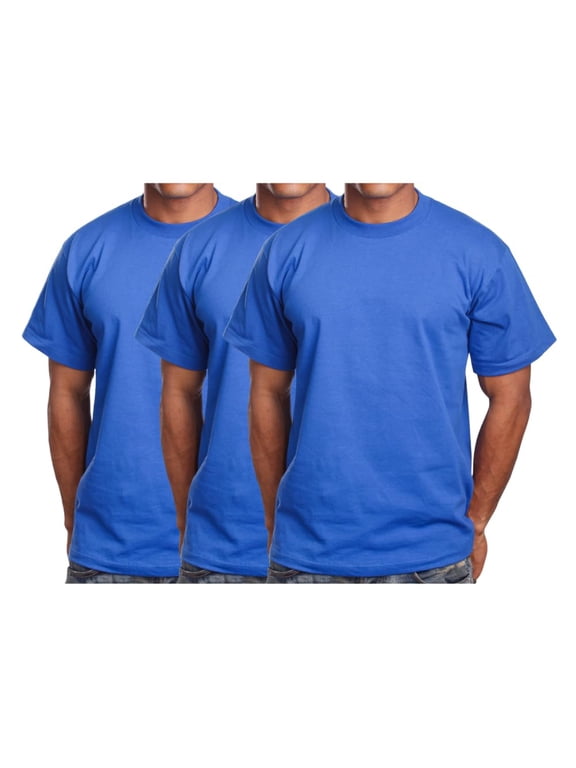 Men's Basic T Shirt 3 Pack Short Sleeve Crewneck Soft Solid Tee Casual Top Tshirt NEMT119 Royal M