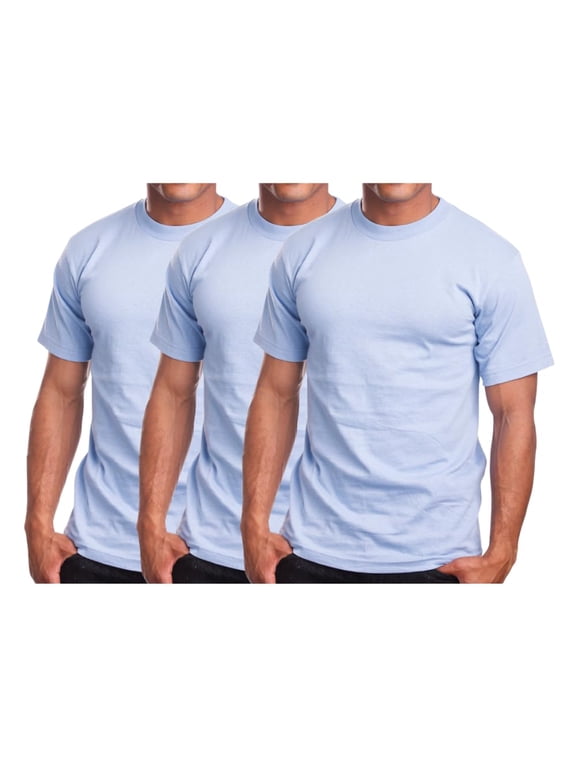 Men's Basic T Shirt 3 Pack Short Sleeve Crewneck Soft Solid Tee Casual Top Tshirt NEMT119 Sky Blue 4XL
