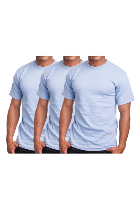 Men's Basic T Shirt  3 Pack Short Sleeve Crewneck Soft Solid Tee Casual Top Tshirt NEMT119 Sky Blue S