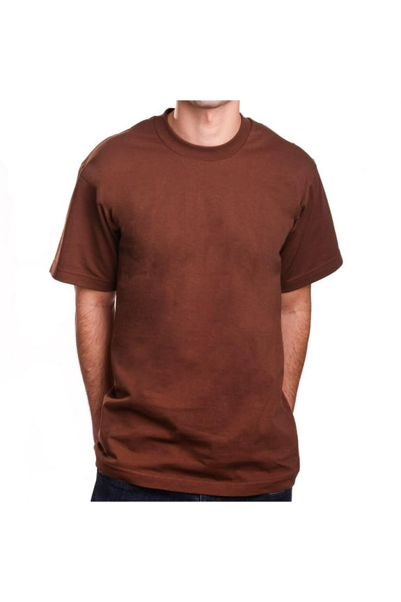 Men's Basic T Shirt  Short Sleeve Crewneck Soft Solid Tee Casual Top Tshirt NEMT119 Brown XL