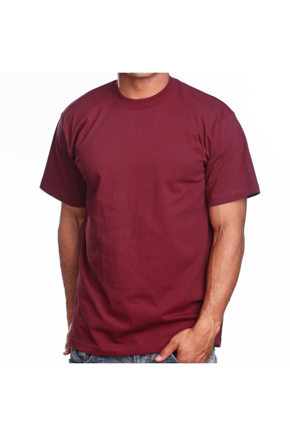 Men's Basic T Shirt – Short Sleeve Crewneck Soft Solid Tee Casual Top Tshirt NEMT119 Burgundy 5XL