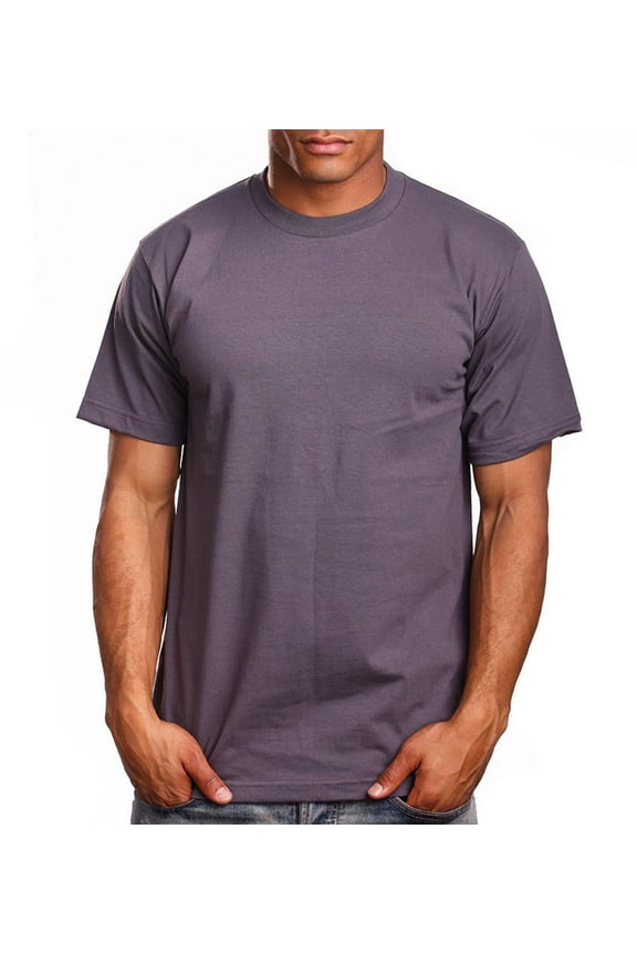 Men's Basic T Shirt  Short Sleeve Crewneck Soft Solid Tee Casual Top Tshirt NEMT119 Dk Grey XL