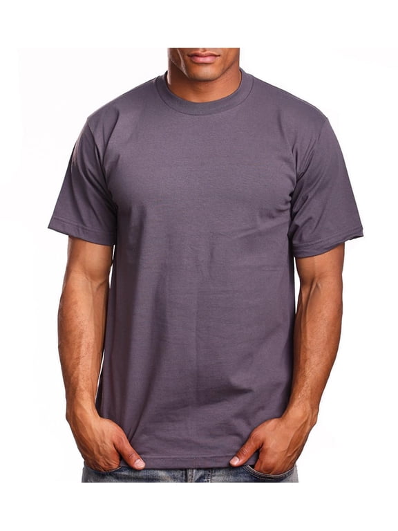 Men's Basic T Shirt Short Sleeve Crewneck Soft Solid Tee Casual Top Tshirt NEMT119 Dk Grey XL