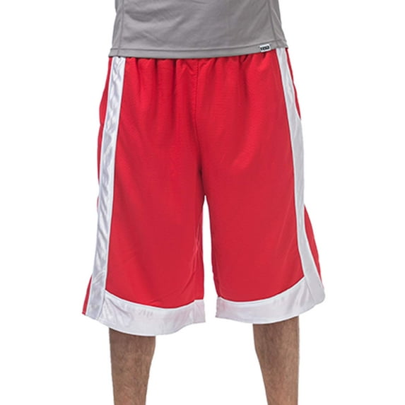 J. METHOD Men's Basketball Shorts Heavy Mesh with Regular Fit Comfy Gym Workout Active Pants NEMP27 Red White L