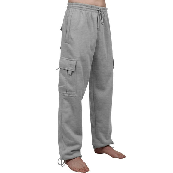 J. METHOD Men’s Cargo Pants Lightweight Comfy Jogger Fleece Elastic Waistband Workout Casual Active Sports Sweatpants NEMP17 Heather Gray L