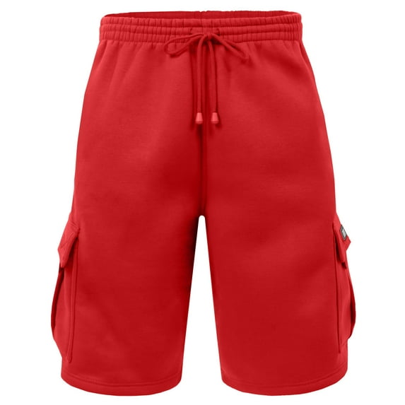 J. METHOD Men’s Cargo Shorts Active Casual Comfy Workout Gym Elastic Drawstring Fleece Pockets Sweat Pants NEMP07 Red L