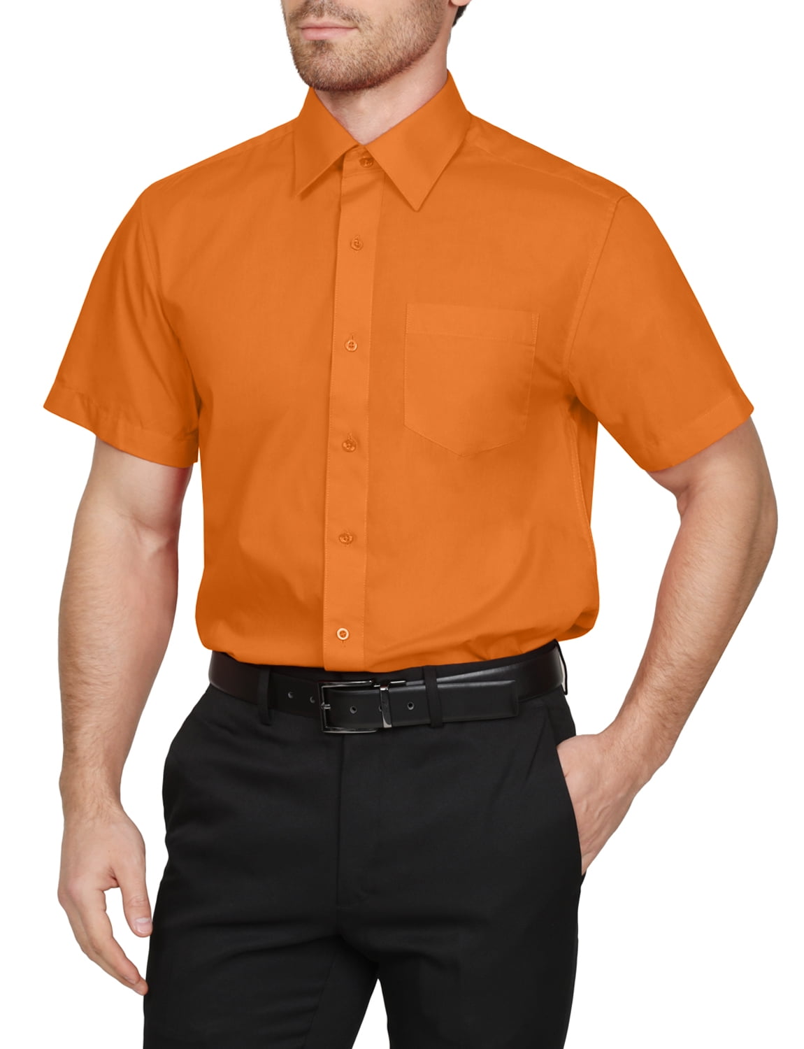 G-Style USA Men's Regular Fit Long Sleeve Dress Shirt – Coral, 15-15.5 Neck 30-31 Sleeve