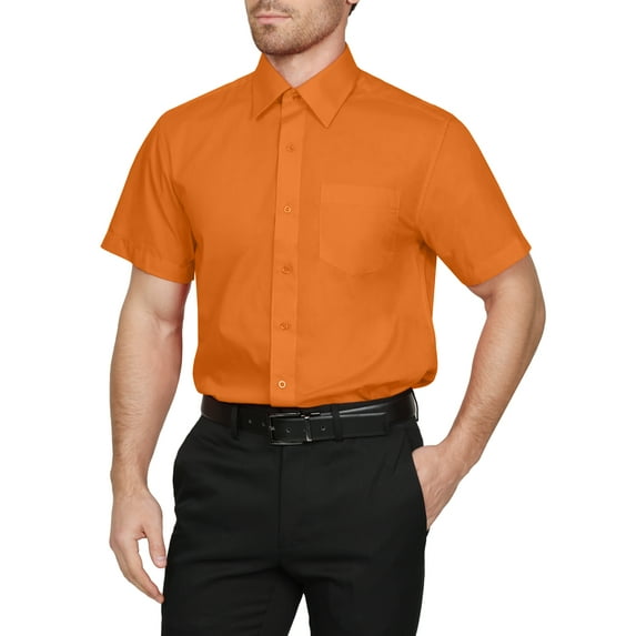 J. METHOD Men's Classic Regular Fit Button Down Short Sleeve Solid Color Dress Shirts S-5XL
