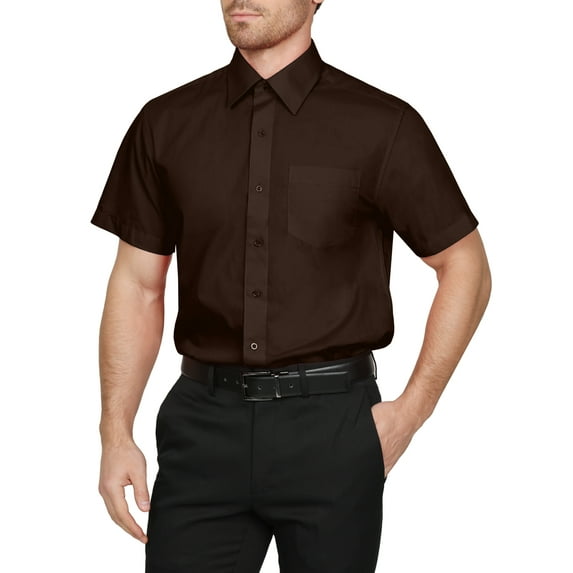 J. METHOD Men's Classic Regular Fit Button Down Short Sleeve Solid Color Dress Shirts S-5XL