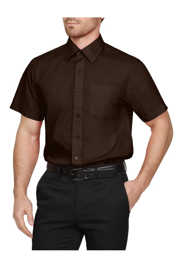 Men's Classic Regular Fit Button Down Short Sleeve Solid Color Dress Shirts S-5XL