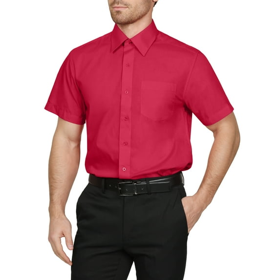 J. METHOD Men's Classic Regular Fit Button Down Short Sleeve Solid Color Dress Shirts S-5XL