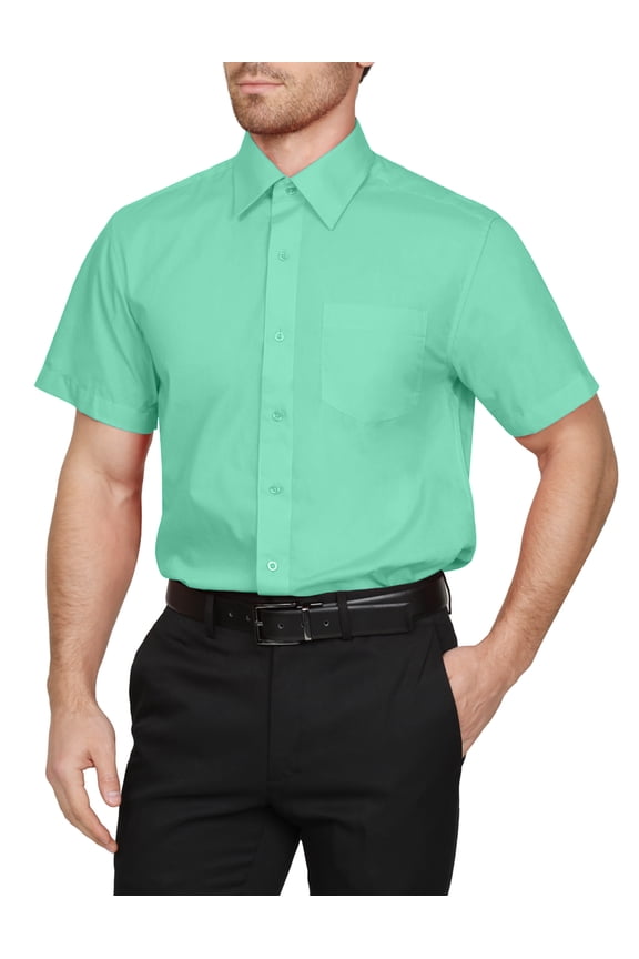 Men's Classic Regular Fit Button Down Short Sleeve Solid Color Dress Shirts S-5XL