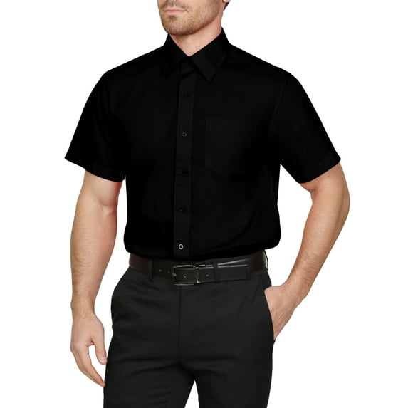 J. METHOD Men's Classic Regular Fit Button Down Short Sleeve Solid Color Dress Shirts S-5XL