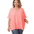 thumbnail image 1 of J. METHOD Women's Tunic Top - Woven Airflow V-neck Dolman Short Sleeve T Shirts with Chest Pocket, 1 of 5
