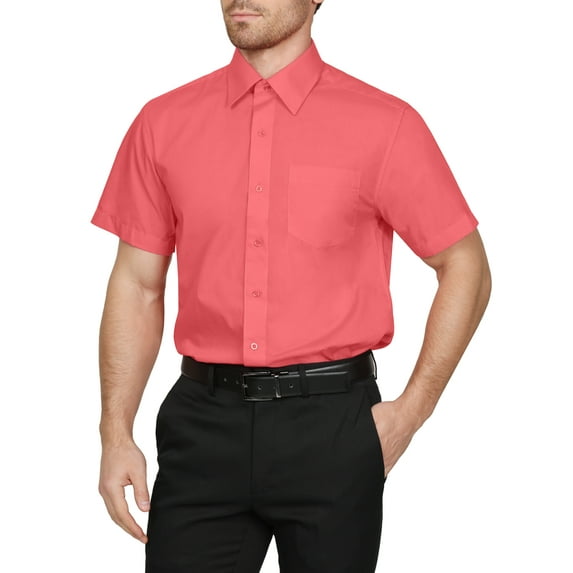 J. METHOD Men's Classic Regular Fit Button Down Short Sleeve Solid Color Dress Shirts S-5XL