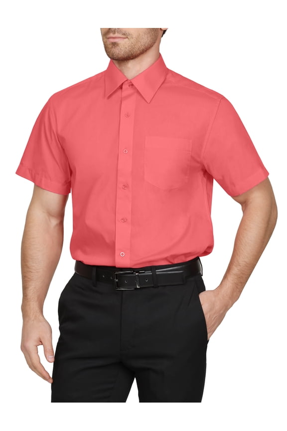 Men's Classic Regular Fit Button Down Short Sleeve Solid Color Dress Shirts S-5XL