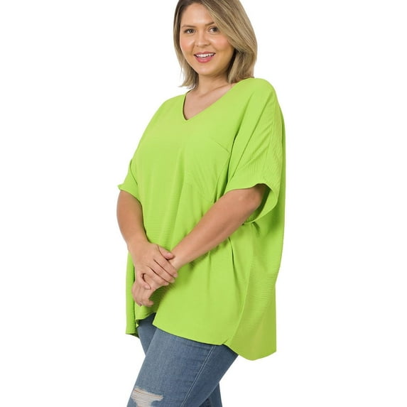 J. METHOD Women's Tunic Top - Woven Airflow V-neck Dolman Short Sleeve T Shirts with Chest Pocket