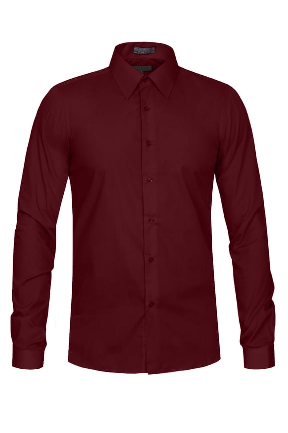 Men's Classic Slim Fit Button Down Long Sleeve Solid Color Dress Shirts S-2XL [NEMT104]