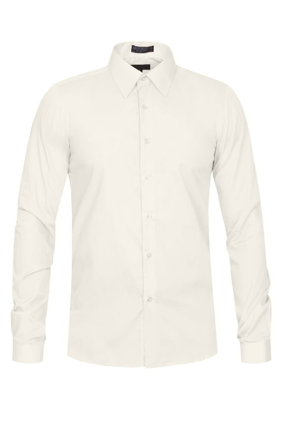 Men's Classic Slim Fit Button Down Long Sleeve Solid Color Dress Shirts S-2XL [NEMT104]