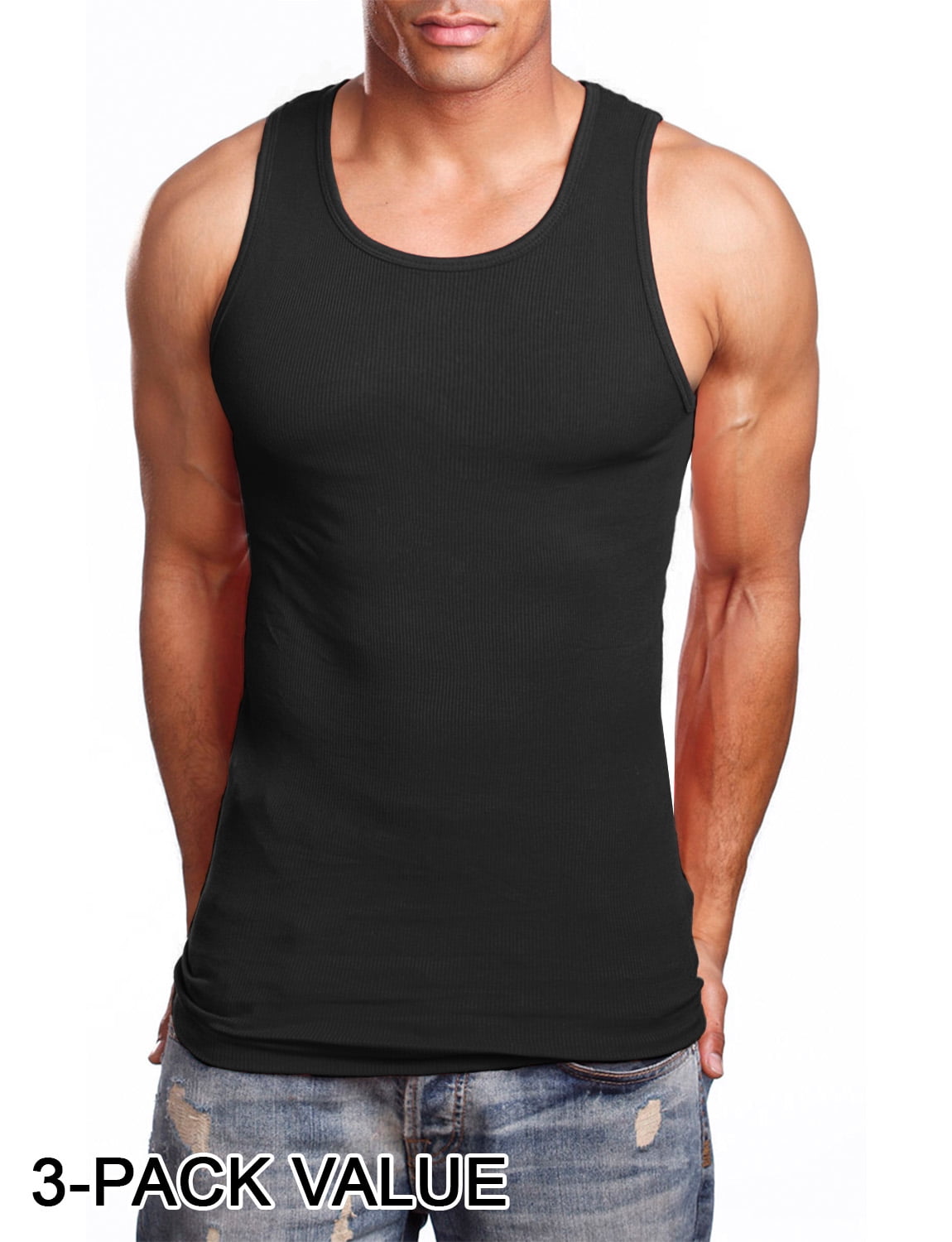 J. METHOD Men's Comfy Ribbed Knit A-Shirts Undershirts Tank Tops S-5XL ...