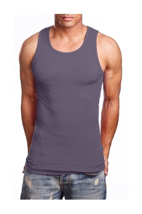 Men's Comfy Ribbed Knit A-Shirts Undershirts Tank Tops S-5XL [NEMT105]