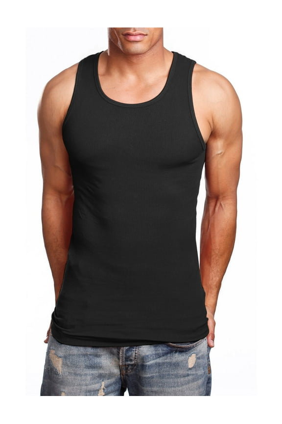 Men's Comfy Ribbed Knit A-Shirts Undershirts Tank Tops S-5XL [NEMT105]