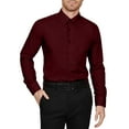 thumbnail image 1 of J. METHOD Men's Dress Shirt – Classic Long Sleeve Slim Fit Button Down Solid Color Top S-5XL NEMT104 Burgundy 1X 36/37, 1 of 1