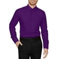 thumbnail image 1 of J. METHOD Men's Dress Shirt – Classic Long Sleeve Slim Fit Button Down Solid Color Top S-5XL NEMT104 Purple 1X 36/37, 1 of 1