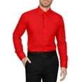 thumbnail image 1 of J. METHOD Men's Dress Shirt – Classic Long Sleeve Slim Fit Button Down Solid Color Top S-5XL NEMT104 Red L 36/37, 1 of 1