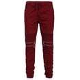 thumbnail image 1 of J. METHOD Men’s Jogger Pants Casual Moto Biker Zipper Slim Fit French Terry Fleece Tapered Leg Elastic Waist NEMP20 Burgundy XL, 1 of 6