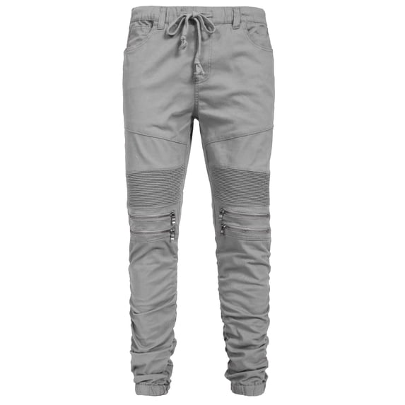 J. METHOD Men’s Jogger Pants Casual Moto Biker Zipper Slim Fit French Terry Fleece Tapered Leg Elastic Waist NEMP20 Dark Gray 3XL