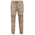 thumbnail image 1 of J. METHOD Men’s Jogger Pants Casual Moto Biker Zipper Slim Fit French Terry Fleece Tapered Leg Elastic Waist NEMP20 Khaki M, 1 of 6