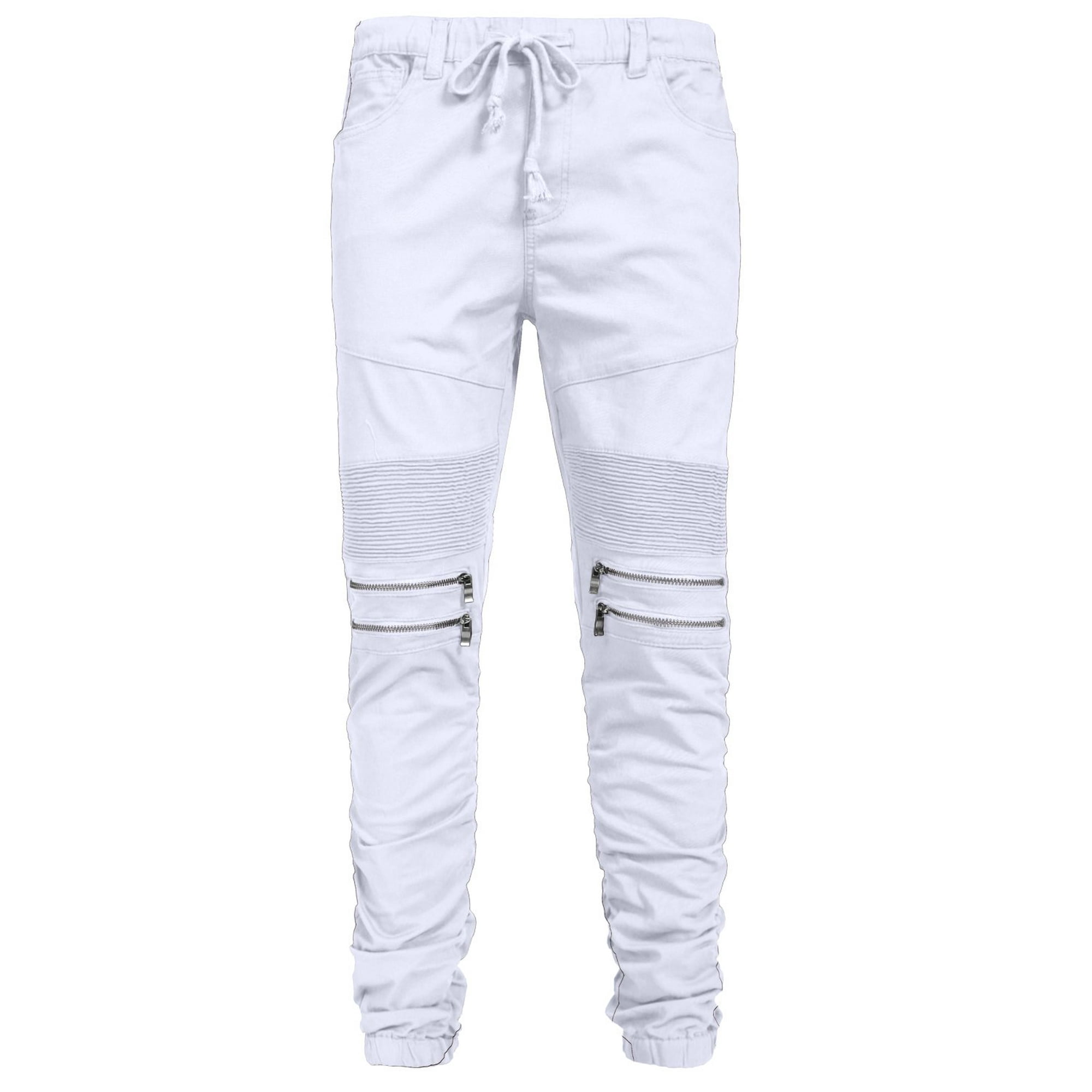 J. METHOD Men’s Jogger Pants Casual Moto Biker Zipper Slim Fit French ...