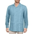 thumbnail image 1 of J. METHOD Men's Long Sleeve Cuban Guayabera Shirt Short Sleeve Button Down Classic Embroidered 4 Pockets Casual Top NEMT118 Light Blue 3XL, 1 of 2