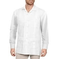 thumbnail image 1 of J. METHOD Men's Long Sleeve Cuban Guayabera Shirt Short Sleeve Button Down Classic Embroidered 4 Pockets Casual Top NEMT118 White L, 1 of 2