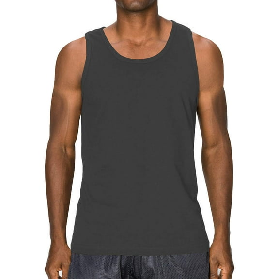 J. METHOD Men's Premium Basic Casual Plain Tank Top Sleeveless Crewneck Active Workout T Shirts NEMT106 Dark Grey L