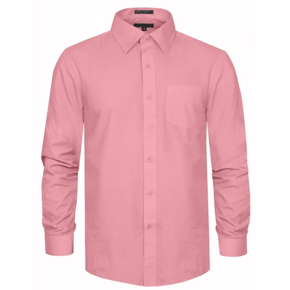 J. METHOD Men's Premium Fabric Solid Color Long Sleeve Regular Fit Dress Shirts S-5XL [NEMT103]