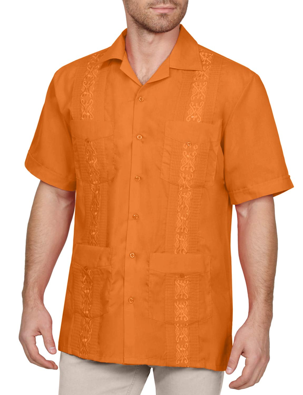 J. METHOD Men's Short Sleeve Cuban Guayabera Button Down Shirts
