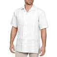 thumbnail image 1 of J. METHOD Men's Short Sleeve Cuban Guayabera Button Down Shirts Classic Embroidered 4 Pockets Casual Top NEMT112 White S, 1 of 6