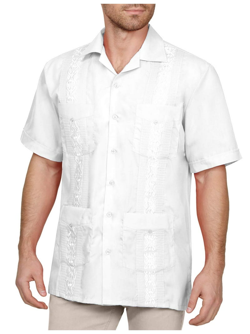 J. METHOD Men's Short Sleeve Cuban Guayabera Button Down Shirts