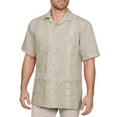 thumbnail image 1 of J. METHOD Men's Short Sleeve Cuban Guayabera Shirt Button Down Classic Embroidered 4 Pockets Casual Top NEMT112 Ivory 3XL, 1 of 6