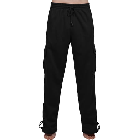 J. METHOD Mens Comfy Elastic Drawstring Fleece Cargo Sweat Pants M-5XL