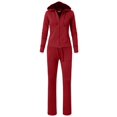 thumbnail image 1 of J. METHOD Women's 2 Piece Outfit Casual Basic French Terry Zip Up Hoodie and Sweatpants Sweatsuit Tracksuit Set NEWTS01 Darkburgundy M, 1 of 4