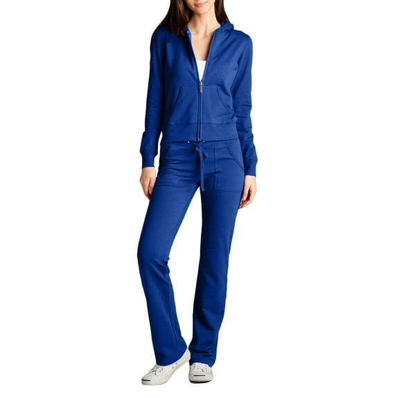 J. METHOD Women's 2 Piece Outfit Casual Basic French Terry Zip Up Hoodie and Sweatpants Sweatsuit Tracksuit Set NEWTS01 Royalblue M