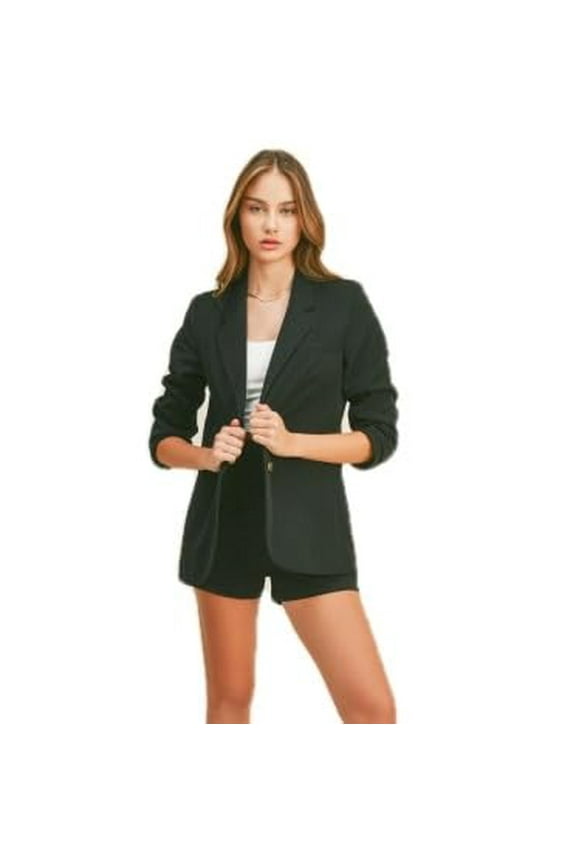 Women's Boyfriend Blazer – Two Button Single Breasted Jacket with Double Flap Pockets