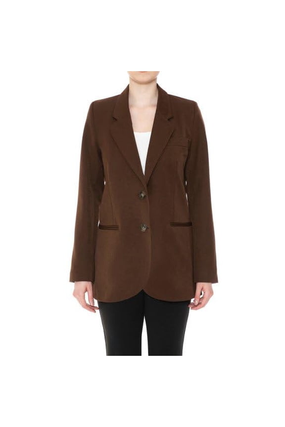 Women's Boyfriend Blazer – Two Button Single Breasted Jacket with Double Flap Pockets