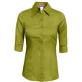 thumbnail image 1 of J. METHOD Women's Button Down Shirt 3/4 Sleeve Roll Up Stretch Collar Office Work Formal Casual Basic Blouse Top, 1 of 5