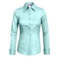 thumbnail image 1 of J. METHOD Women's Button Down Shirt Long Sleeve Roll Up Stretch Collar Office Work Formal Casual Basic Blouse Top NEWT04 Baby Blue XL, 1 of 6